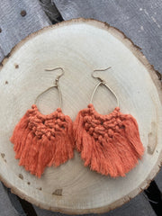 Coral Macrame Earrings