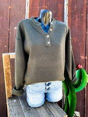 Olive Cowboy Candy Sweater