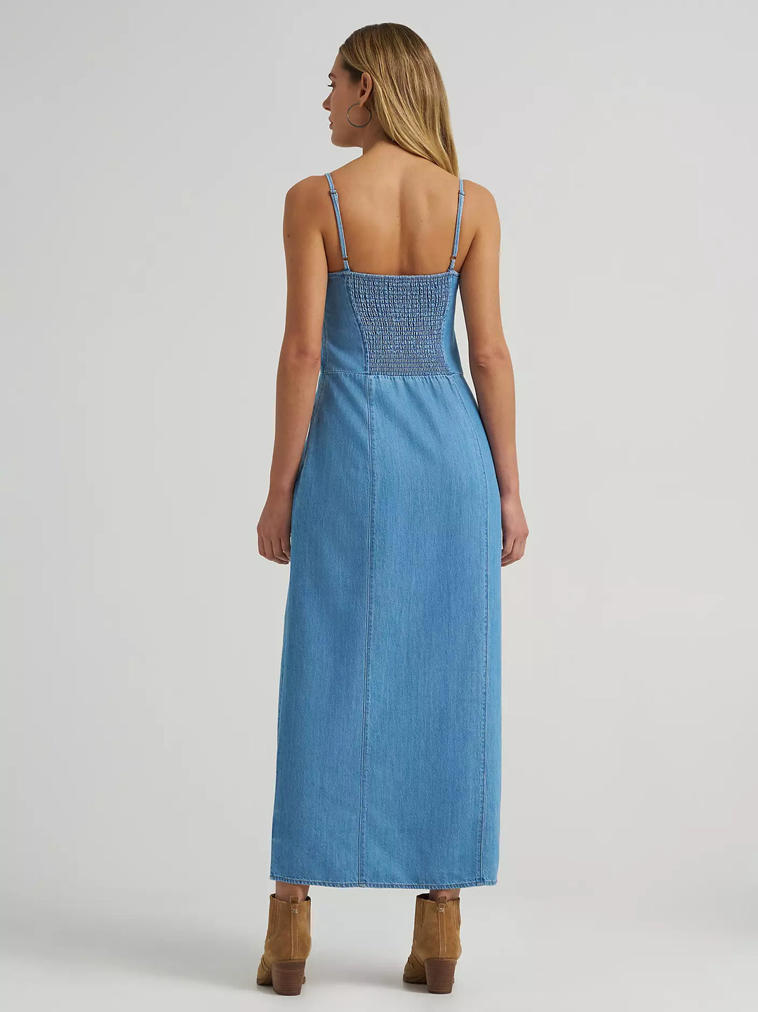 wrangler ladies denim dress Wrangler Women's Long Sleeve Western Denim Dress - Dark Denim