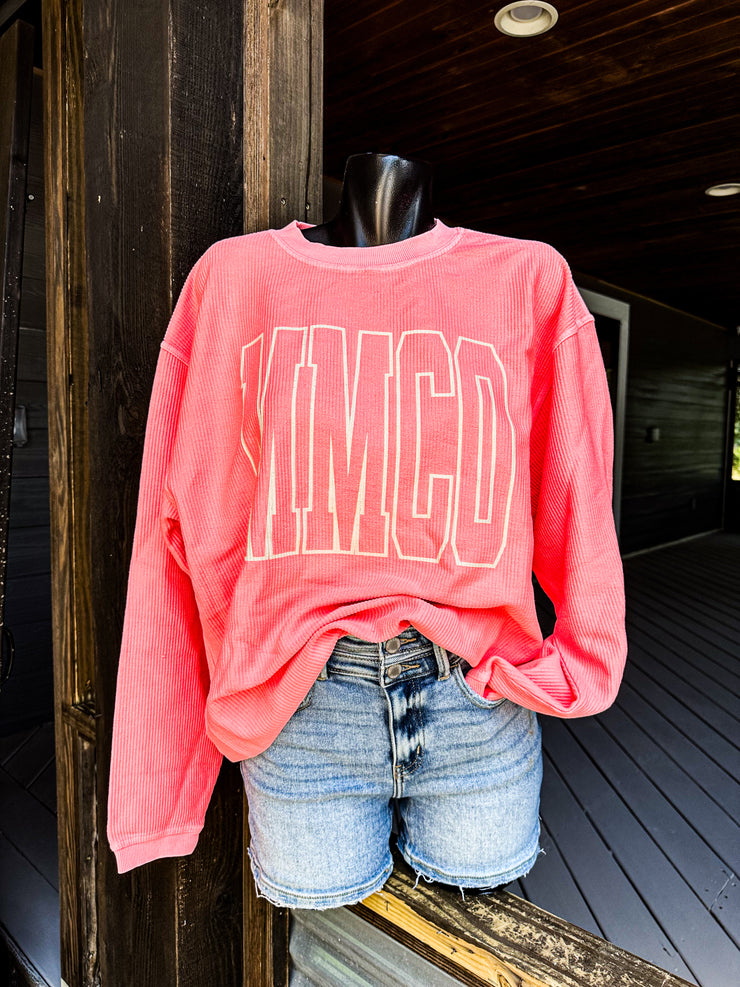 fUnKy Florescent MMCO Corded Sweatshirt - Neon Coral