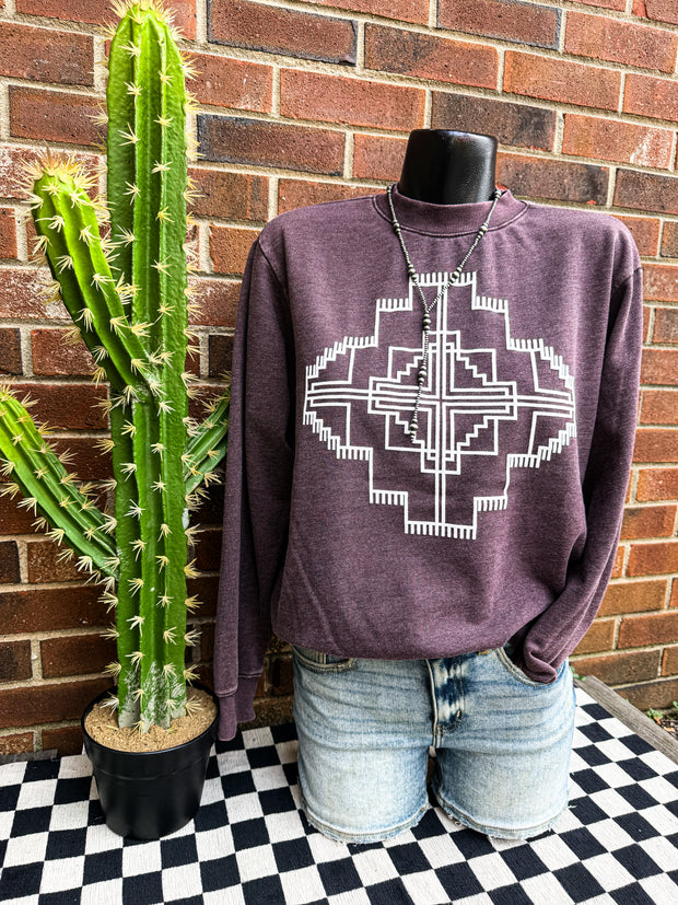 Clive Aztec Sweatshirt - Burgundy