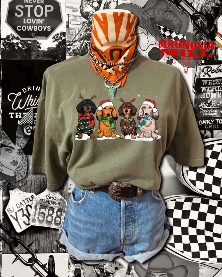 Dachshund Through The Snow Graphic Tee-  MADE TO ORDER**