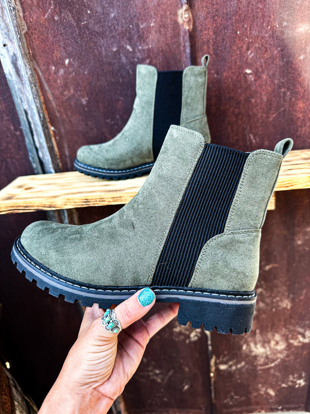 Suede Olive Howl by Corkys