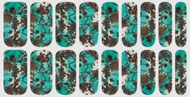 Cow Town Cowhide & Turquoise Nail Polish Strips