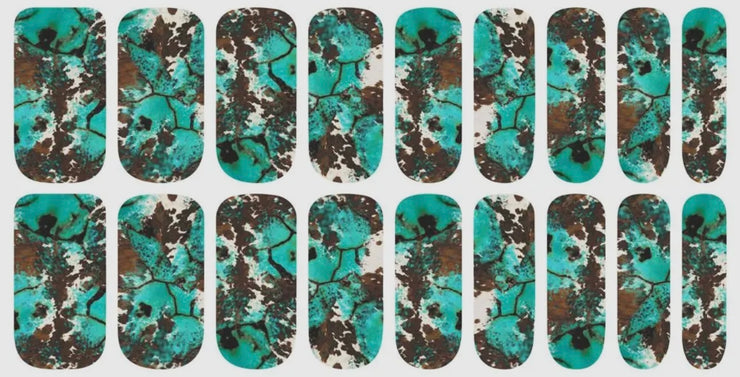 Cow Town Cowhide & Turquoise Nail Polish Strips