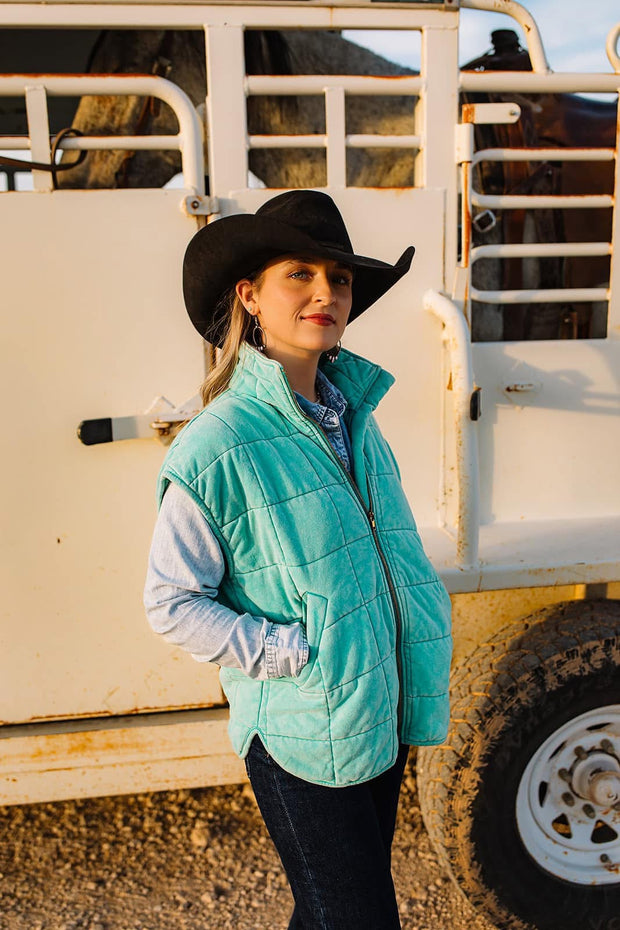 Valencia Quilted Vest- Mint