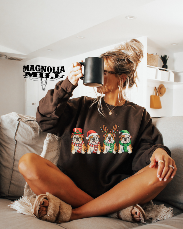 Festive Bulldogs Sweatshirt- MADE TO ORDER**
