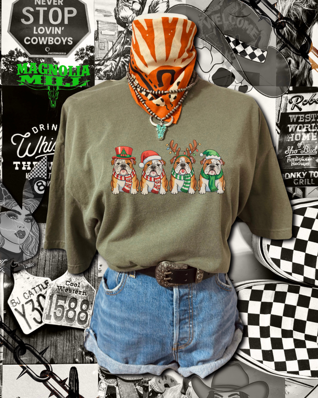 Festive Bulldogs Graphic Tee- MADE TO ORDER**