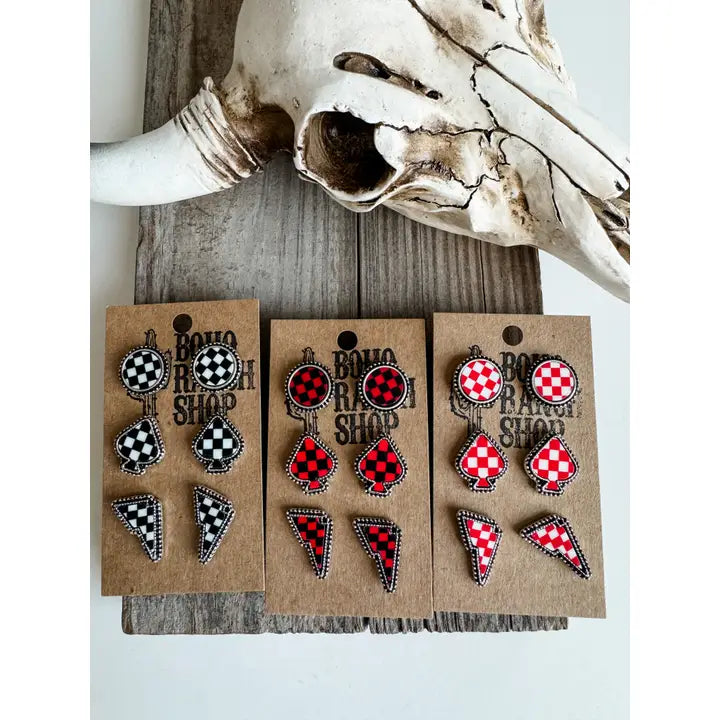 Combo Check Studs- Reds