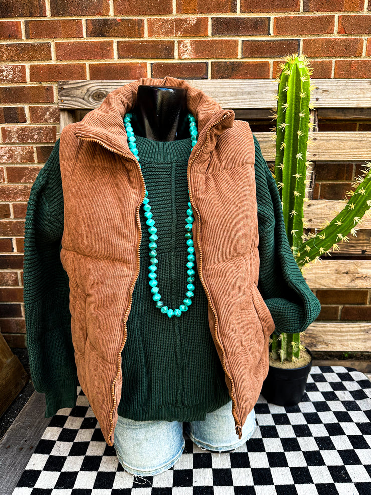 Corduroy Cowboy Puffer Vest