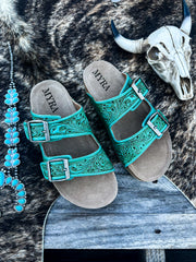 Tooled & Turquoise Sandal