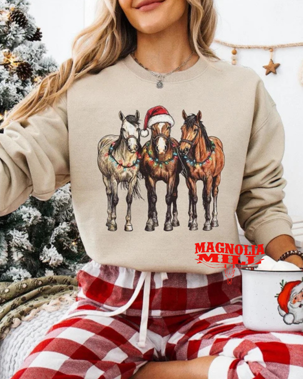 Holiday Horses Sweatshirt-  MADE TO ORDER**