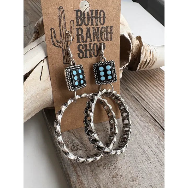 Chunky Chain Dice Hoop Earrings