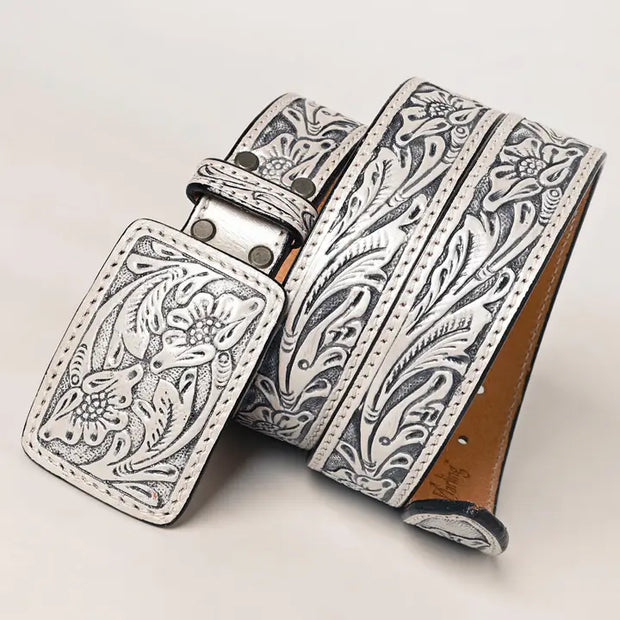 Way Out West Hand Tooled Leather Belt