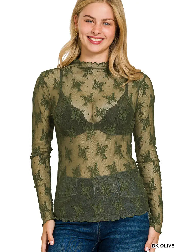 Grace Green Sheer Top