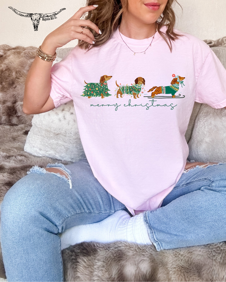 Dasher, Dancer, DACHSHUNDS Graphic Tee-  MADE TO ORDER**