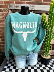 Magnolia Mayhem Comfort Colors Sweatshirt- Light Green