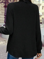 Black Ribbed Texture Top