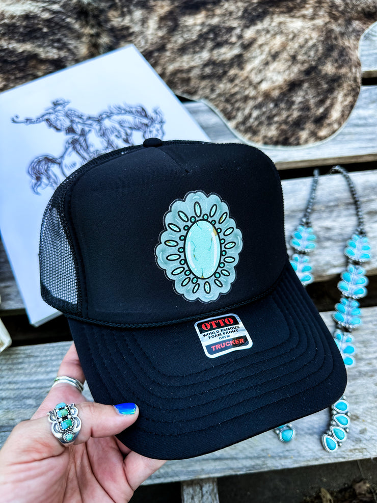 Turquoise Stone Trucker Hat