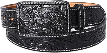 Black Night Hand Tooled Leather Belt