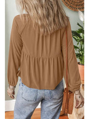 Smocked Cinnamon Button Top