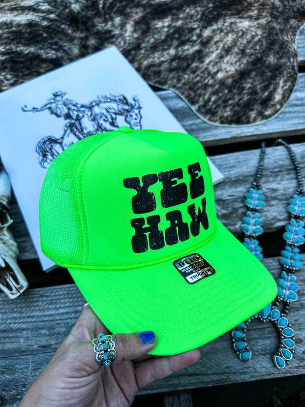 Neon YEE HAW Trucker Hat