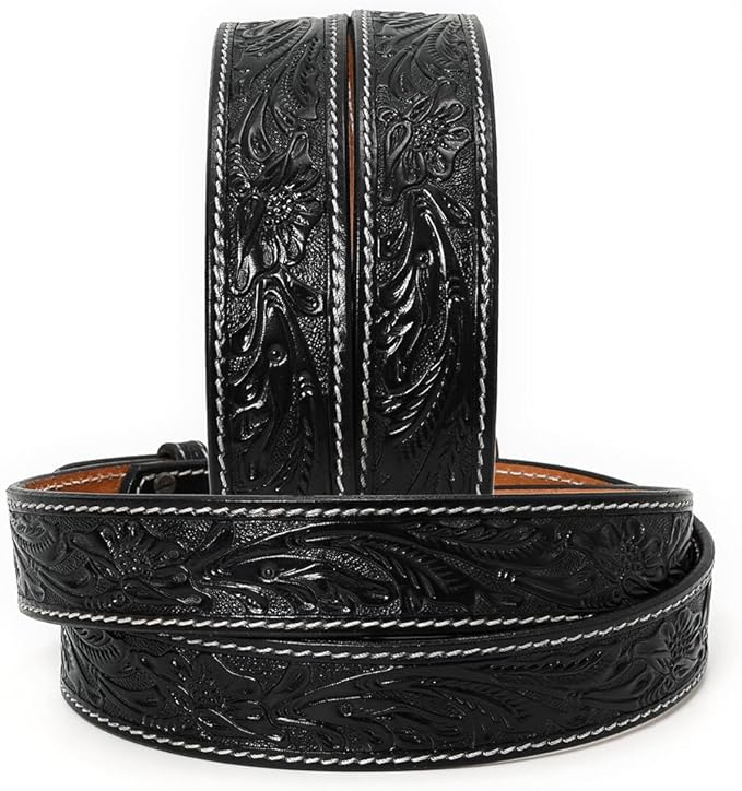 Black Night Hand Tooled Leather Belt