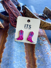 Pink Becky Boots Earrings