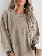 Rivet Ribbed Round Neck Pullover