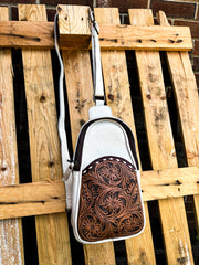 American Darling Tooled Leather Sling Bag