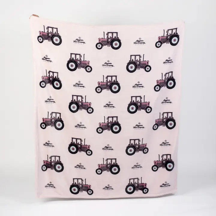 Pink Tractor Blanket