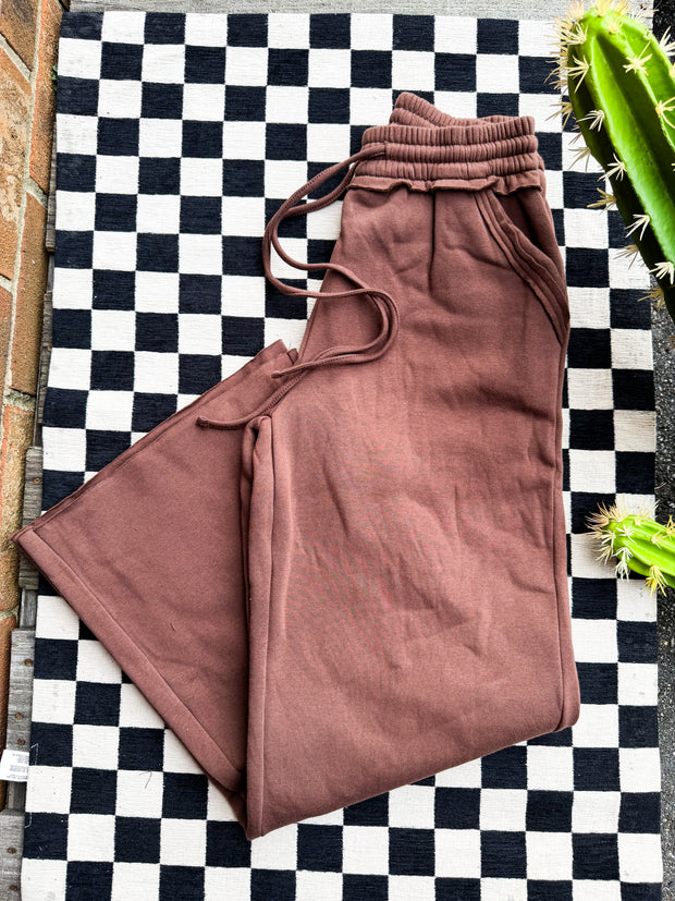 Flora Fleece Sweatpants- Brown