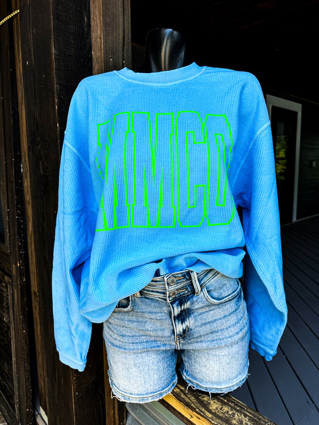 fUnKy Florescent MMCO Corded Sweatshirt - Neon Blue