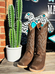 LD Chocolate Embroidery Wide Square Toe