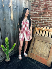 Check Mate Romper- Red