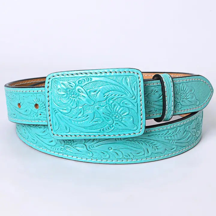 Turquoise Tavern Tooled Leather Belt