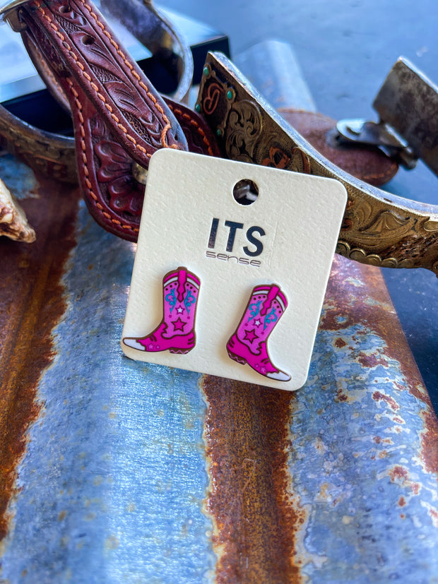 Pink Becky Boots Earrings