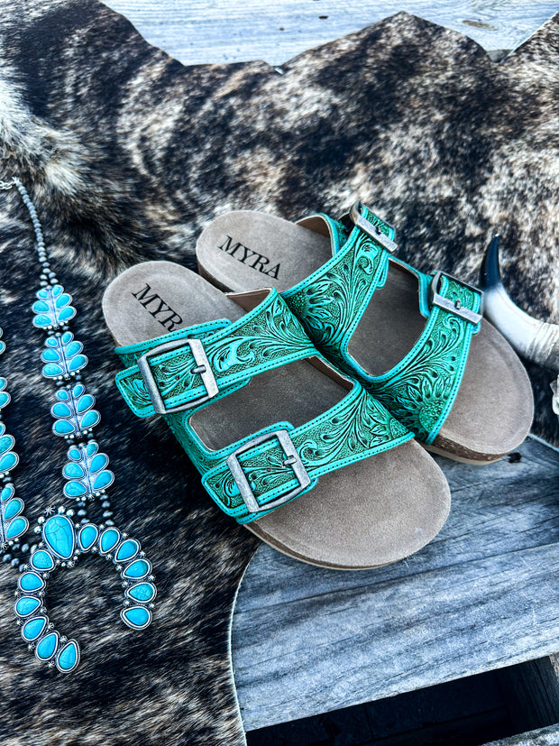 Tooled & Turquoise Sandal