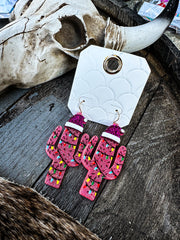 Crazy Christmas Cactus Pink Earrings