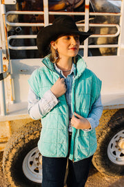 Valencia Quilted Vest- Mint