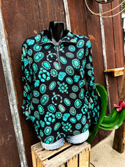 Turquoise Blossom Pullover