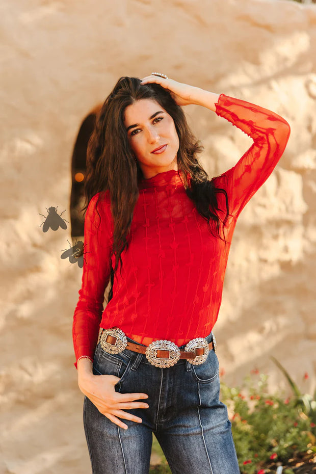 Lariat Lace Sheer Top