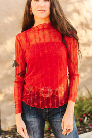 Lariat Lace Sheer Top