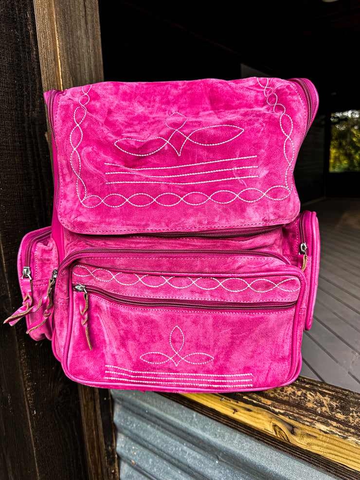 Buckin' Boot Stitch Backpack - Pink