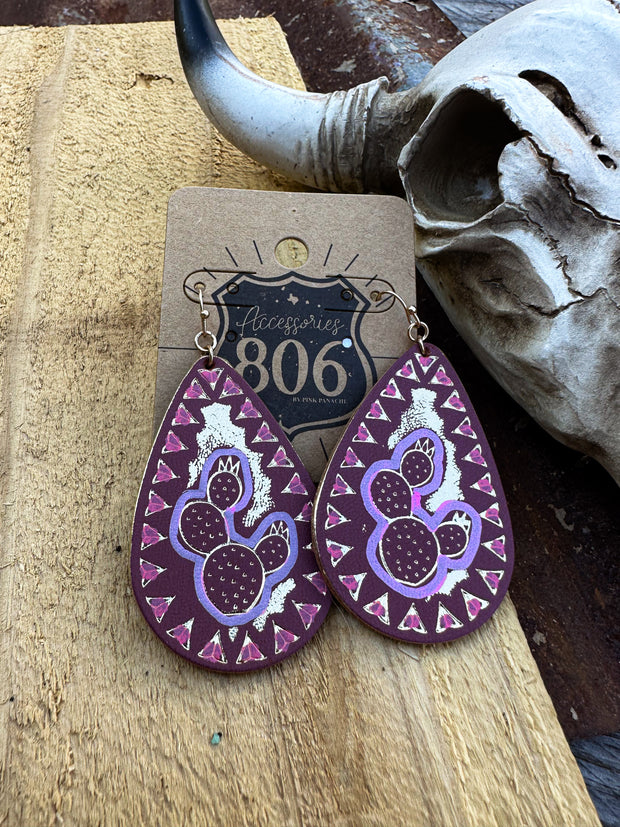 Pink Prickly Pear Cactus Earrings