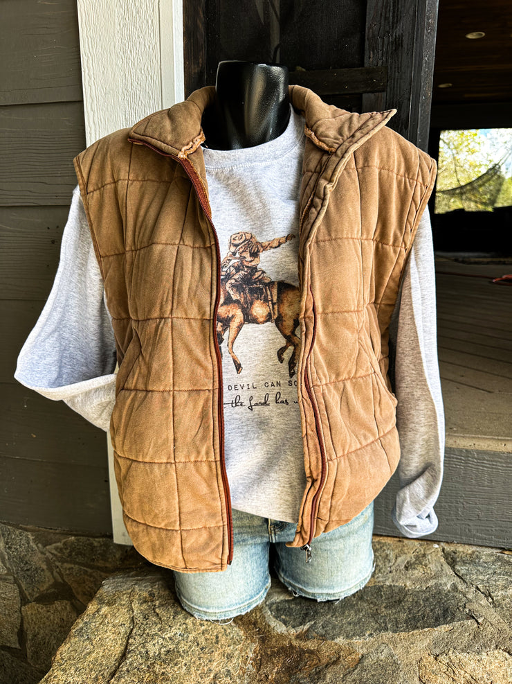 Valencia Quilted Vest- Brown