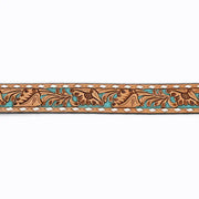 Turquoise Drip Hand Tooled Leather Belt