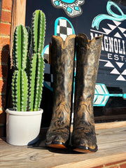 Taupe Floral Embroidery Snip Toe Boot