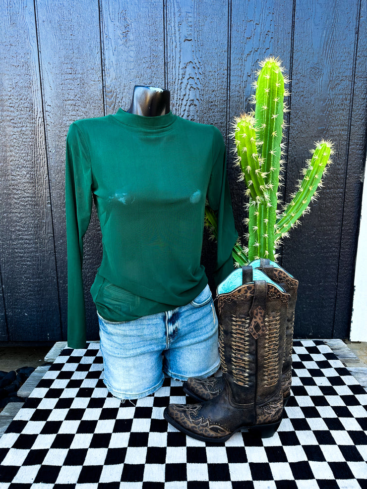 Meshed Out Green Sheer Top