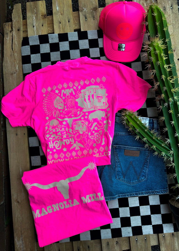 Spur Right Graphic Tee- Neon Pink